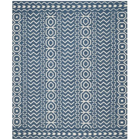 Safavieh Dhurries Hand Woven Flat Weave Rectangle Rug- Dark Blue - Ivory- 8 x 10 ft. DHU572A-8